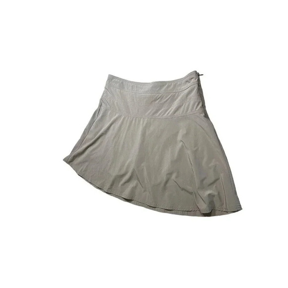 ATHLETA Lightweight Tan Beige Fit & Flare Mini Skirt Size 14 Built in Shorts - Picture 2 of 7